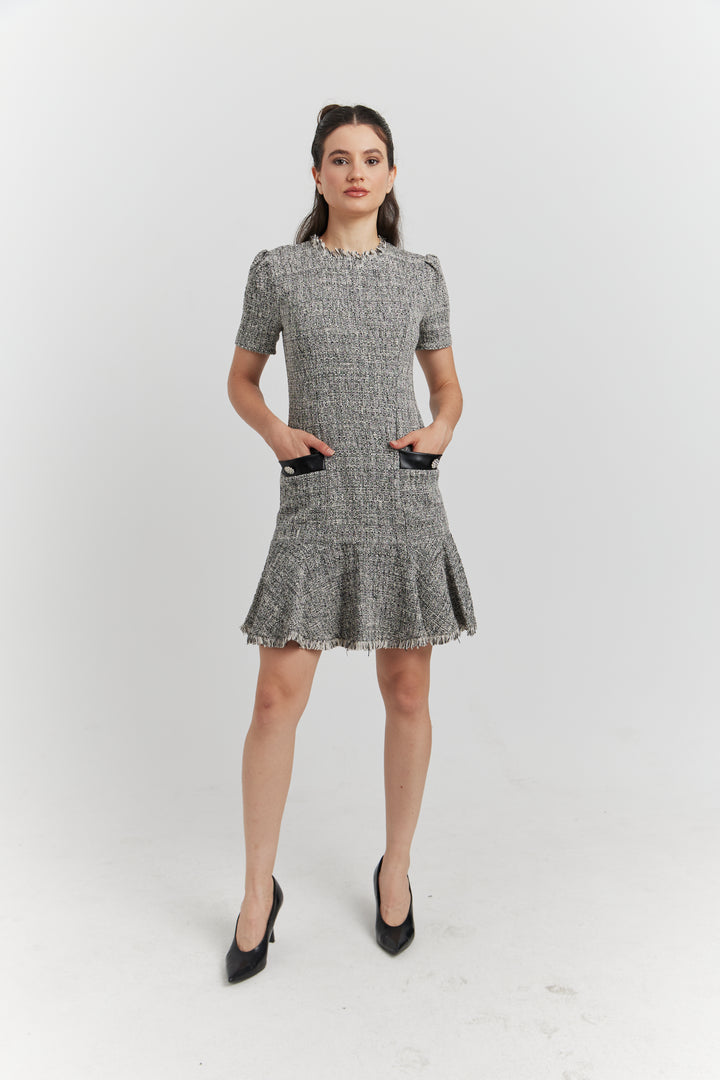 ROBE DEYORA TWEED GRIS CHINE