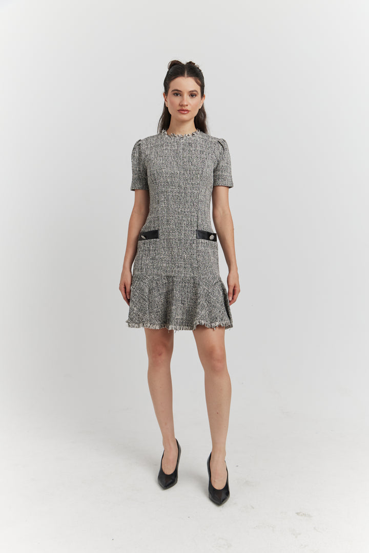 ROBE DEYORA TWEED GRIS CHINE