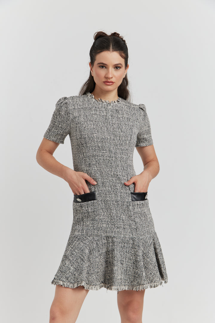 ROBE DEYORA TWEED GRIS CHINE