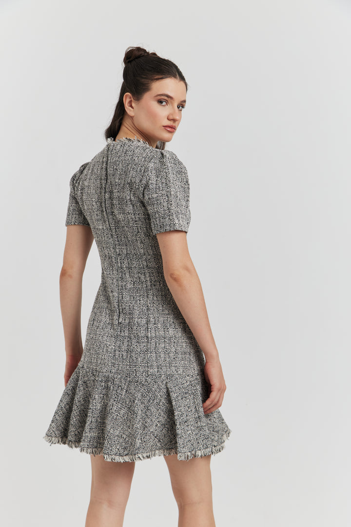ROBE DEYORA TWEED GRIS CHINE