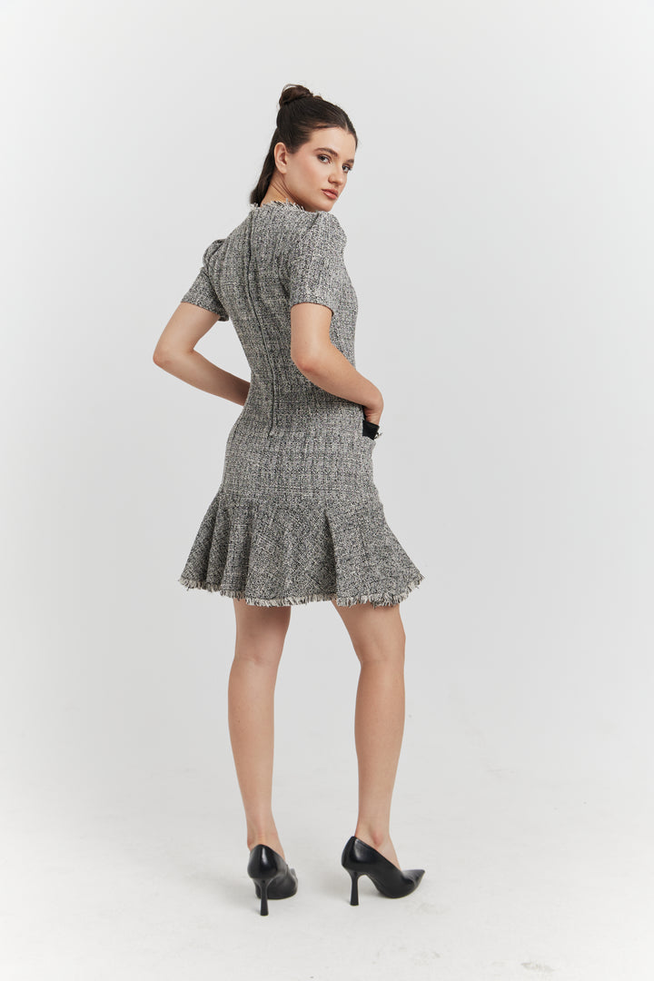 ROBE DEYORA TWEED GRIS CHINE