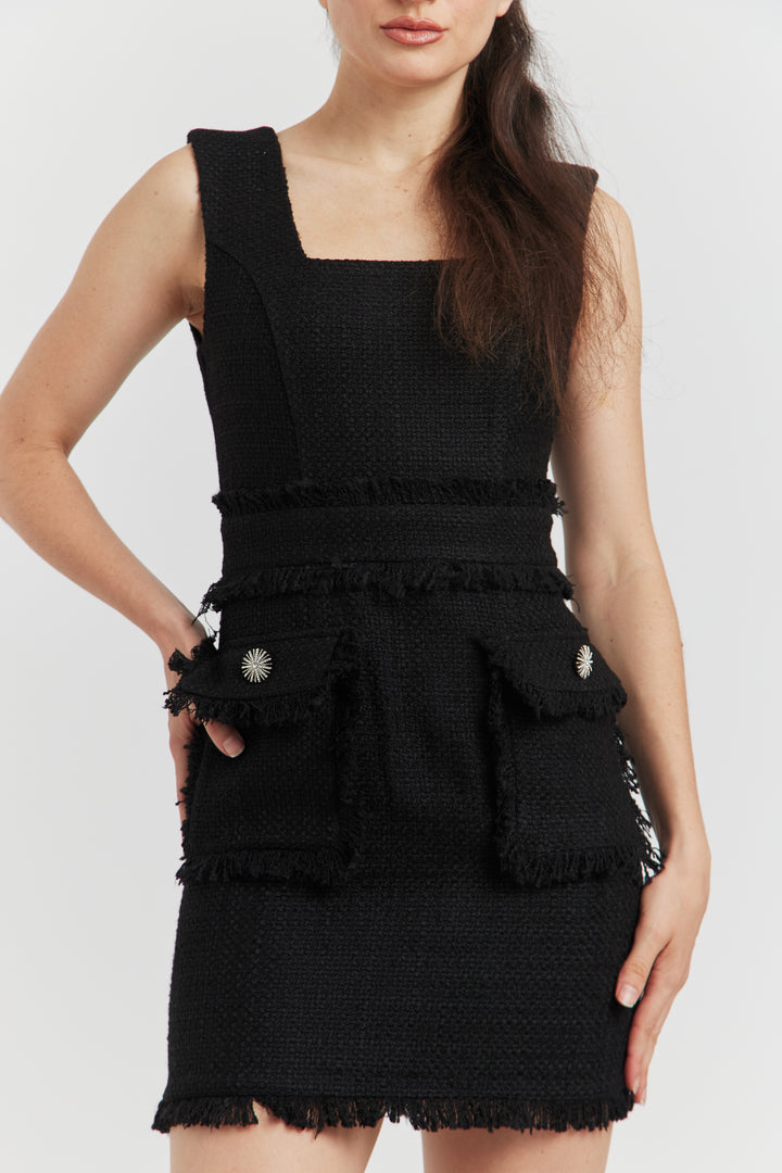 ROBE TWEED FRANGE KYSSANDRA NOIR