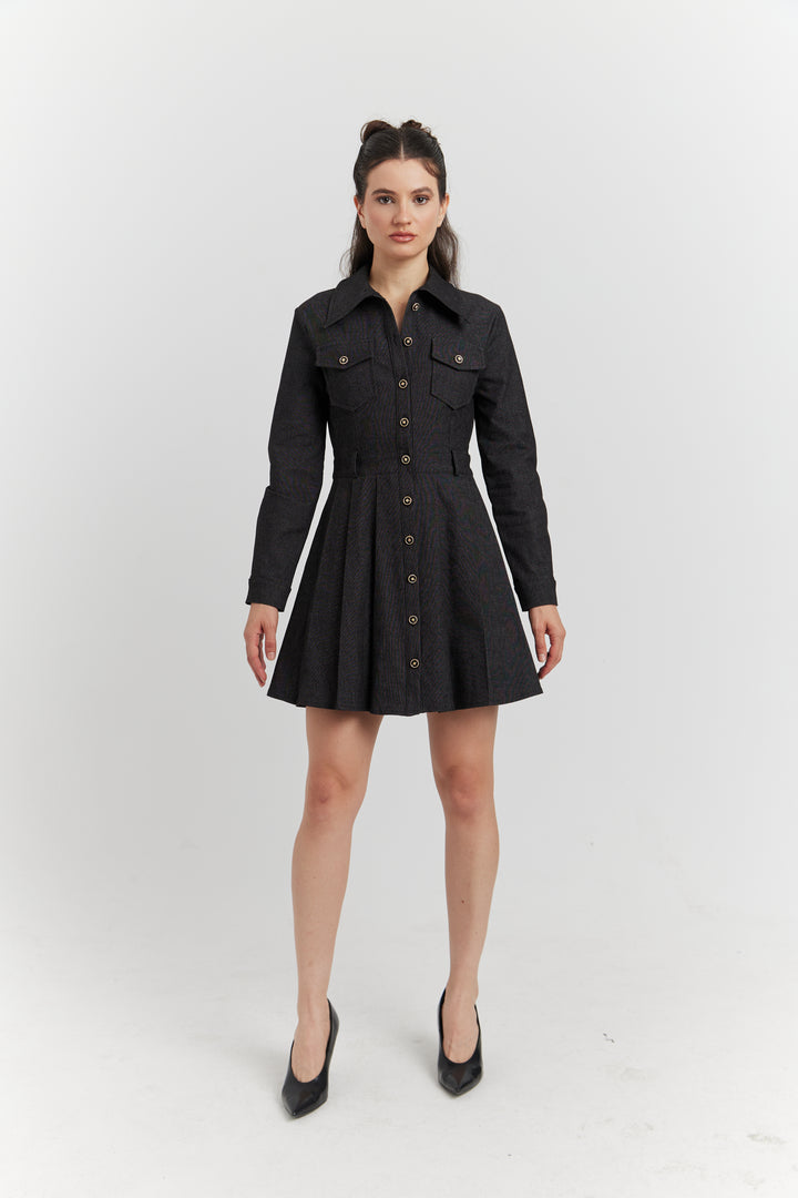 ROBE CHEMISE EN JEAN AVEC POCHES AVALYN NOIR