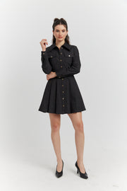 ROBE CHEMISE EN JEAN AVEC POCHES AVALYN NOIR