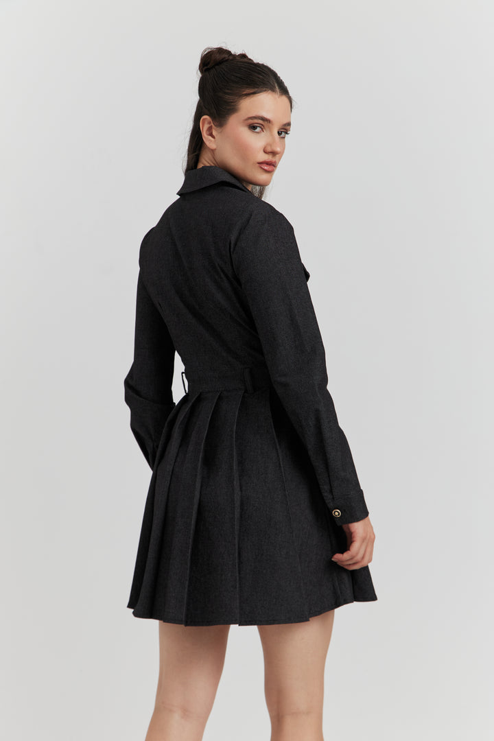 ROBE CHEMISE EN JEAN AVEC POCHES AVALYN NOIR