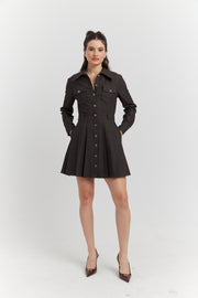 ROBE CHEMISE EN JEAN AVEC POCHES AVALYN MARRON