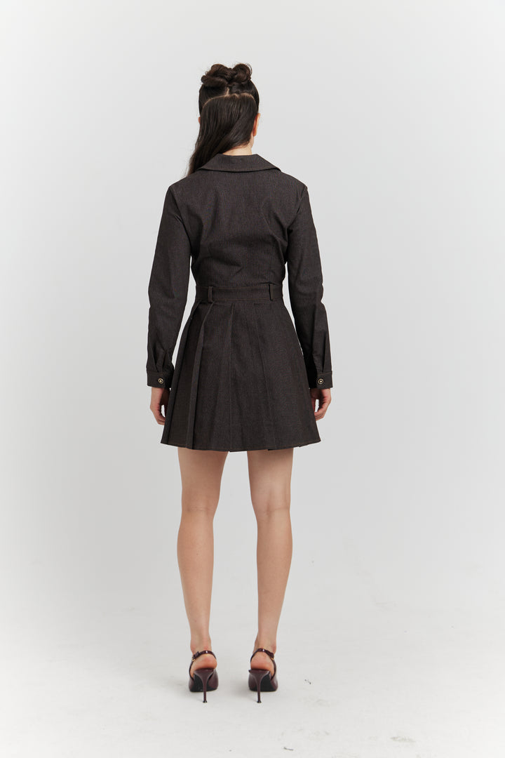 ROBE CHEMISE EN JEAN AVEC POCHES AVALYN MARRON