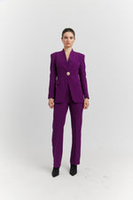 Charger le modèle 3D dans le visionneur de galerie, TAILLEUR VESTE AVEC PANTALON CALYNE AUBERGINE