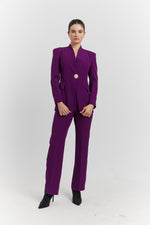 Charger le modèle 3D dans le visionneur de galerie, TAILLEUR VESTE AVEC PANTALON CALYNE AUBERGINE