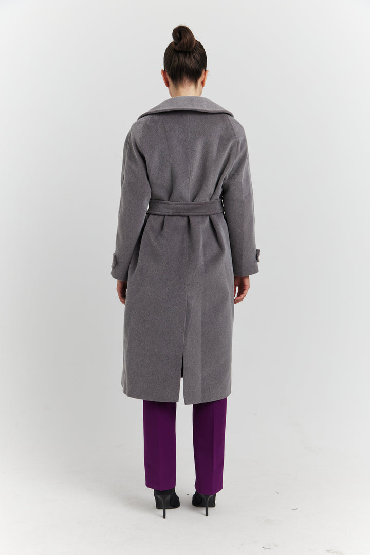 MANTEAU PEIGNOIR COL TAILLEUR AURELYS GRIS PROFOND