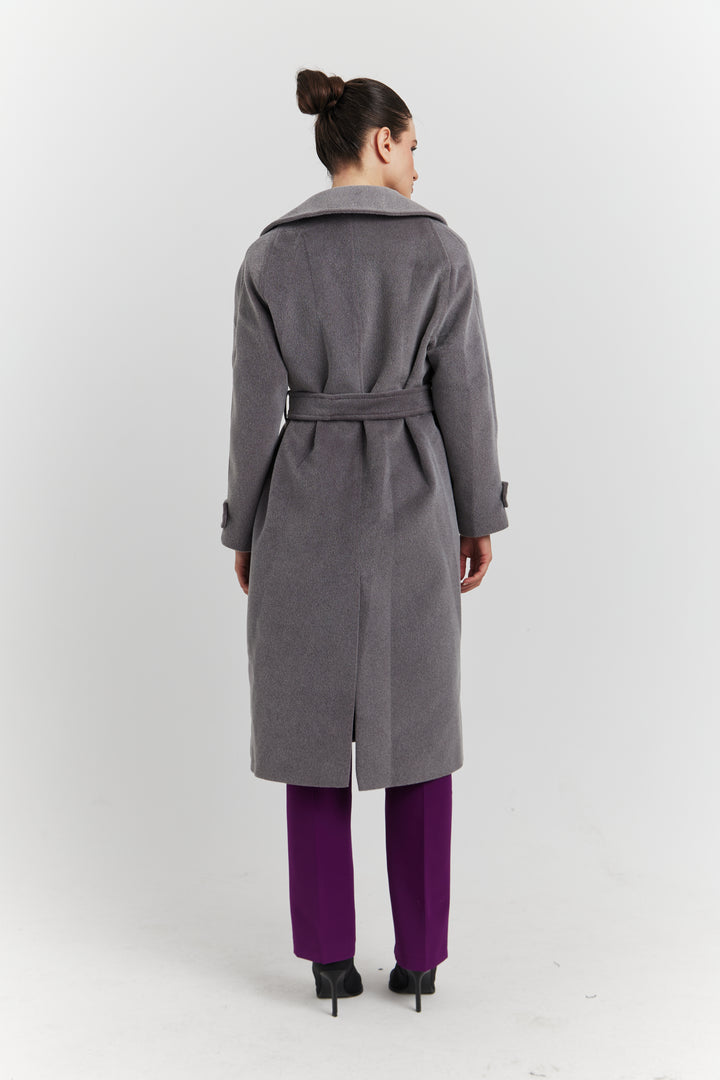 MANTEAU PEIGNOIR COL TAILLEUR AURELYS GRIS PROFOND