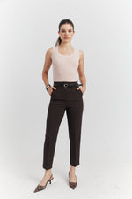 Charger le modèle 3D dans le visionneur de galerie, PANTALON AVEC CEINTURE FIOREA MARRON
