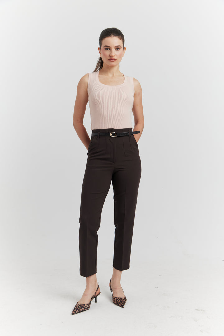 PANTALON AVEC CEINTURE FIOREA MARRON