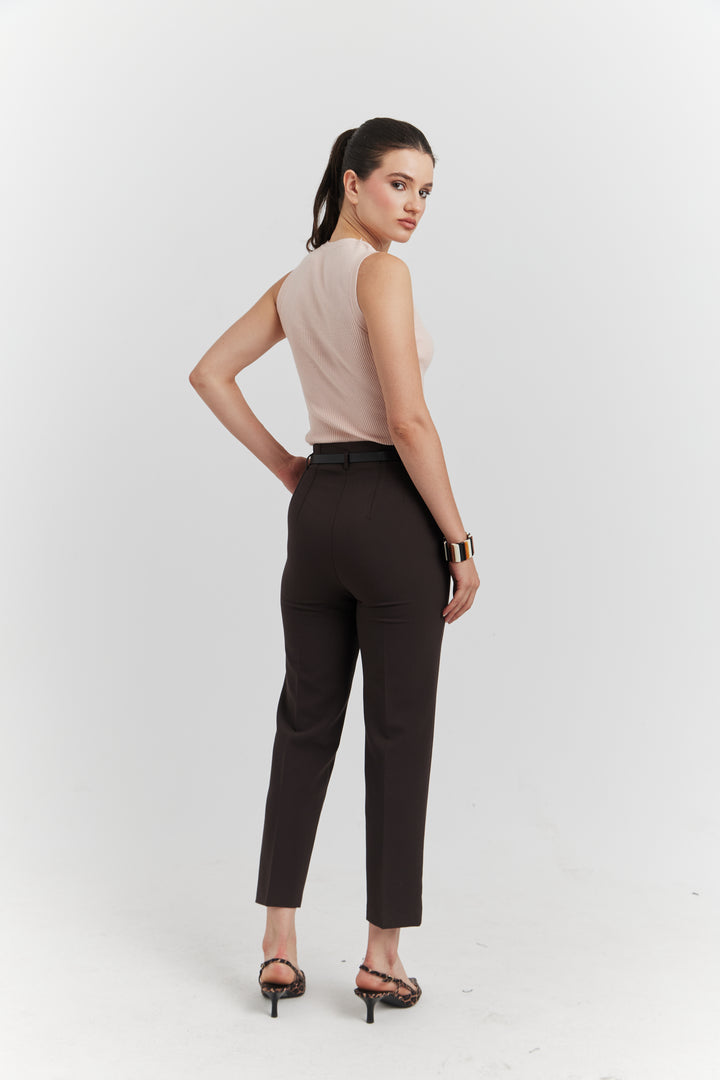 PANTALON AVEC CEINTURE FIOREA MARRON