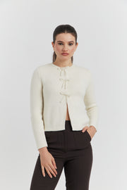 GILET BOUTONS PRESSIONS PERLES NELYRA ECRU