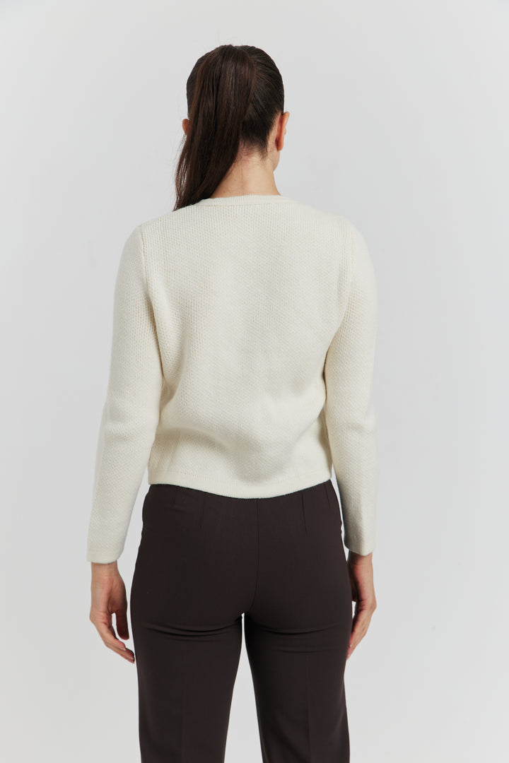 GILET BOUTONS PRESSIONS PERLES NYLERA ECRU