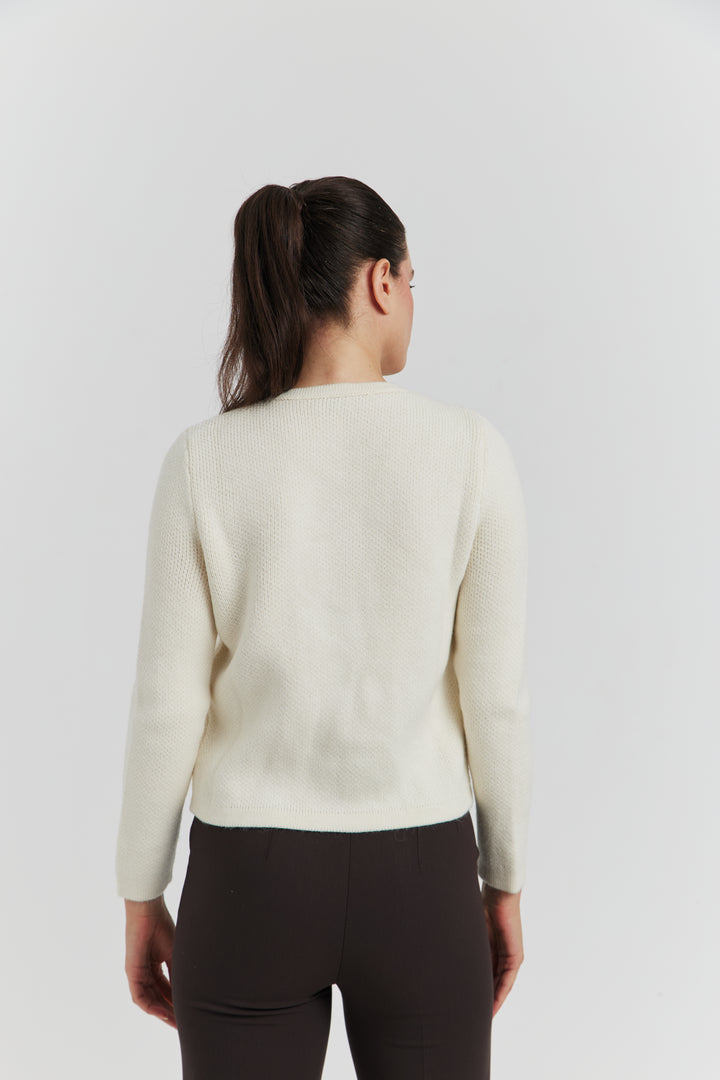GILET BOUTONS PRESSIONS PERLES NYLERA ECRU