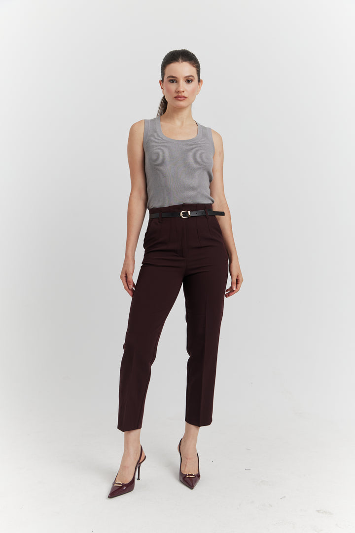 PANTALON AVEC CEINTURE FIOREA BORDEAUX