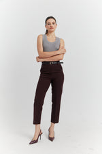 Charger le modèle 3D dans le visionneur de galerie, PANTALON AVEC CEINTURE FIOREA BORDEAUX
