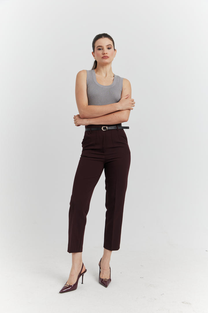PANTALON AVEC CEINTURE FIOREA BORDEAUX