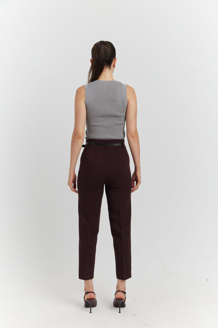 PANTALON AVEC CEINTURE FIOREA BORDEAUX