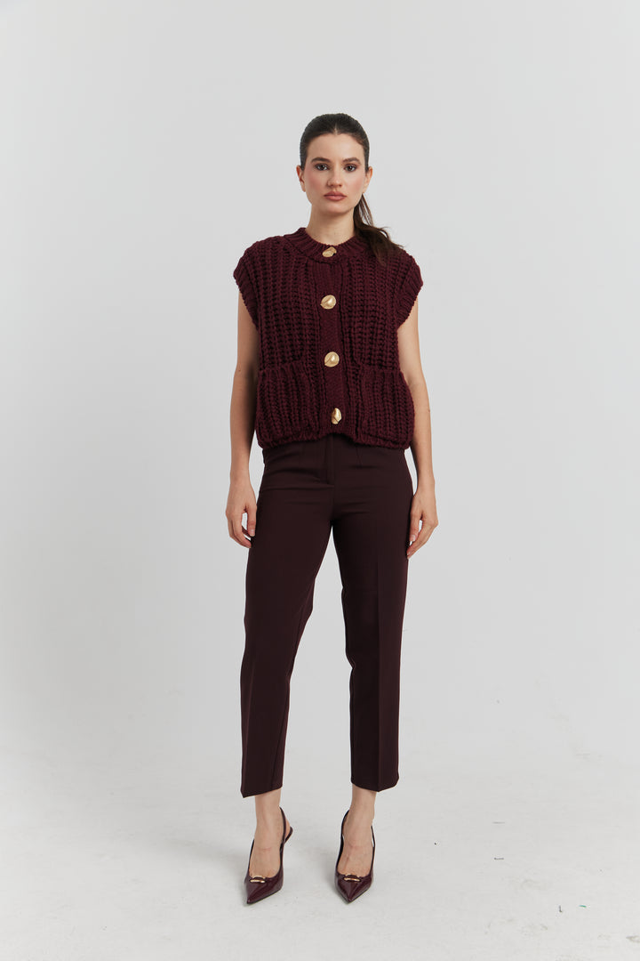 PANTALON AVEC CEINTURE FIOREA BORDEAUX