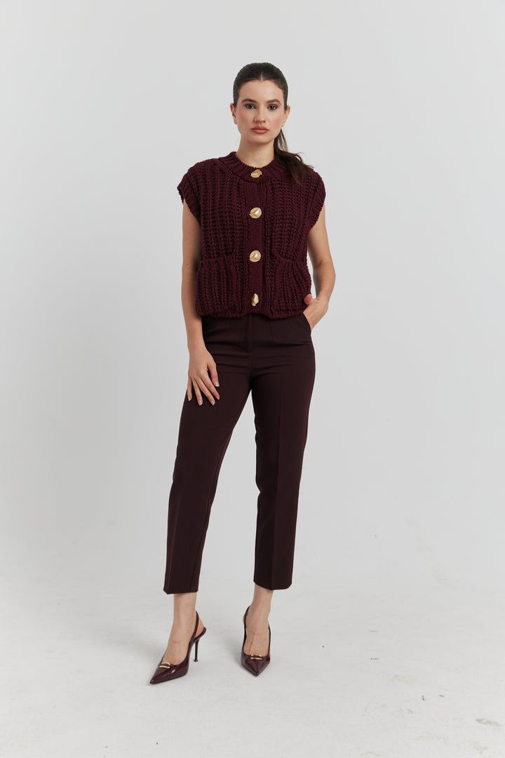PANTALON AVEC CEINTURE FIOREA BORDEAUX