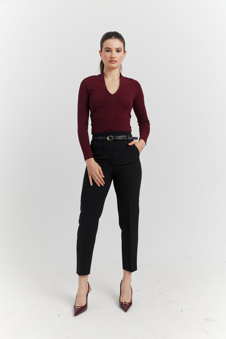 TOP COL CYGNE MANCHES LONGUES LYRINE BORDEAUX