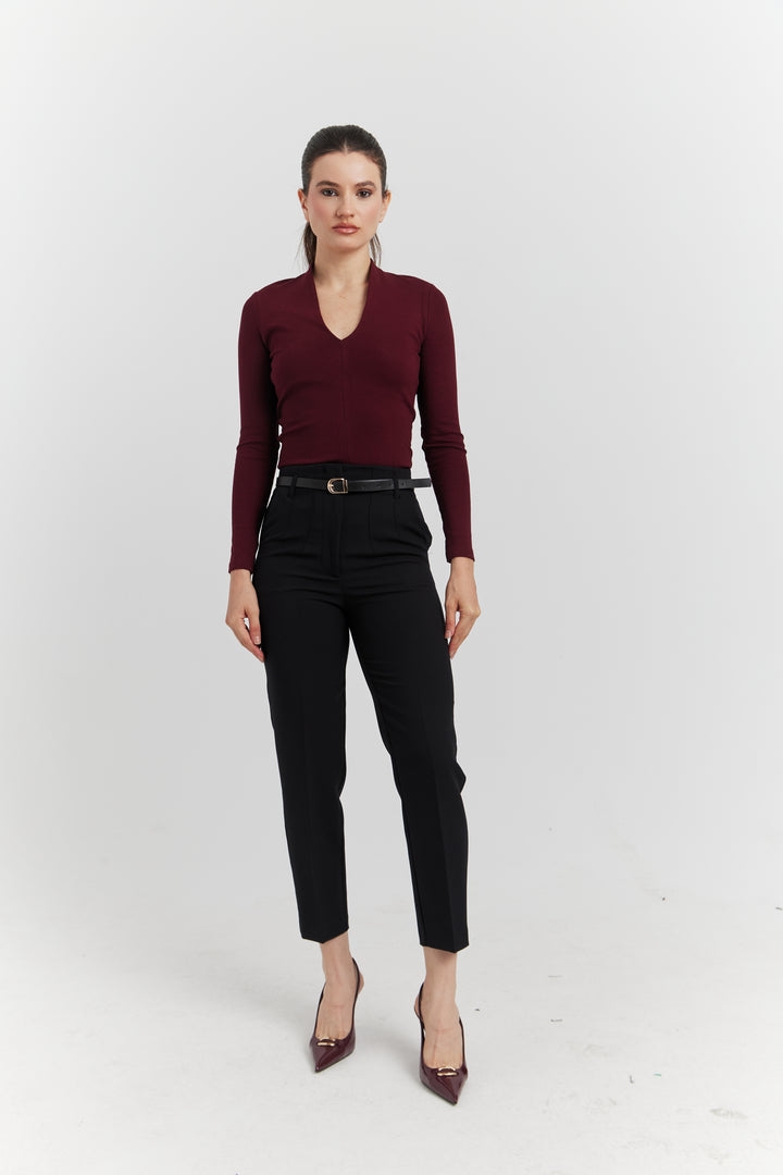 PANTALON AVEC CEINTURE FIOREA NOIR