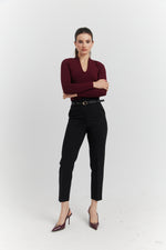 Charger le modèle 3D dans le visionneur de galerie, PANTALON AVEC CEINTURE FIOREA NOIR
