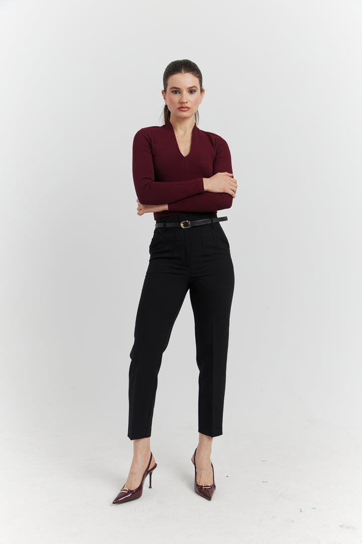 PANTALON AVEC CEINTURE FIOREA NOIR