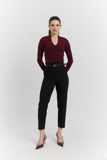 Charger le modèle 3D dans le visionneur de galerie, PANTALON AVEC CEINTURE FIOREA NOIR
