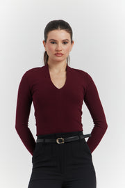 TOP COL CYGNE MANCHES LONGUES LYRINE BORDEAUX