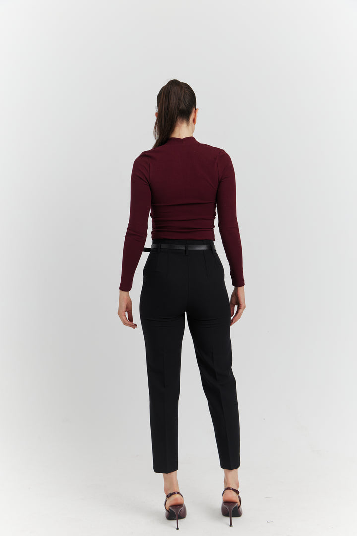 PANTALON AVEC CEINTURE FIOREA NOIR
