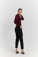 Charger le modèle 3D dans le visionneur de galerie, PANTALON AVEC CEINTURE FIOREA NOIR
