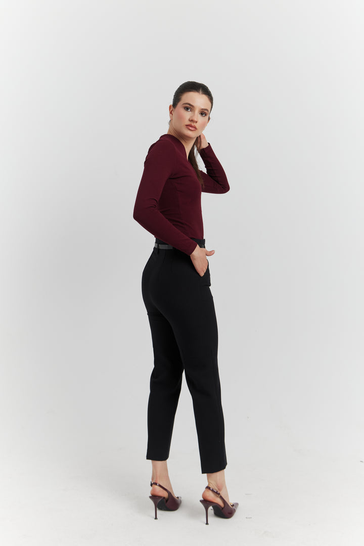 PANTALON AVEC CEINTURE FIOREA NOIR