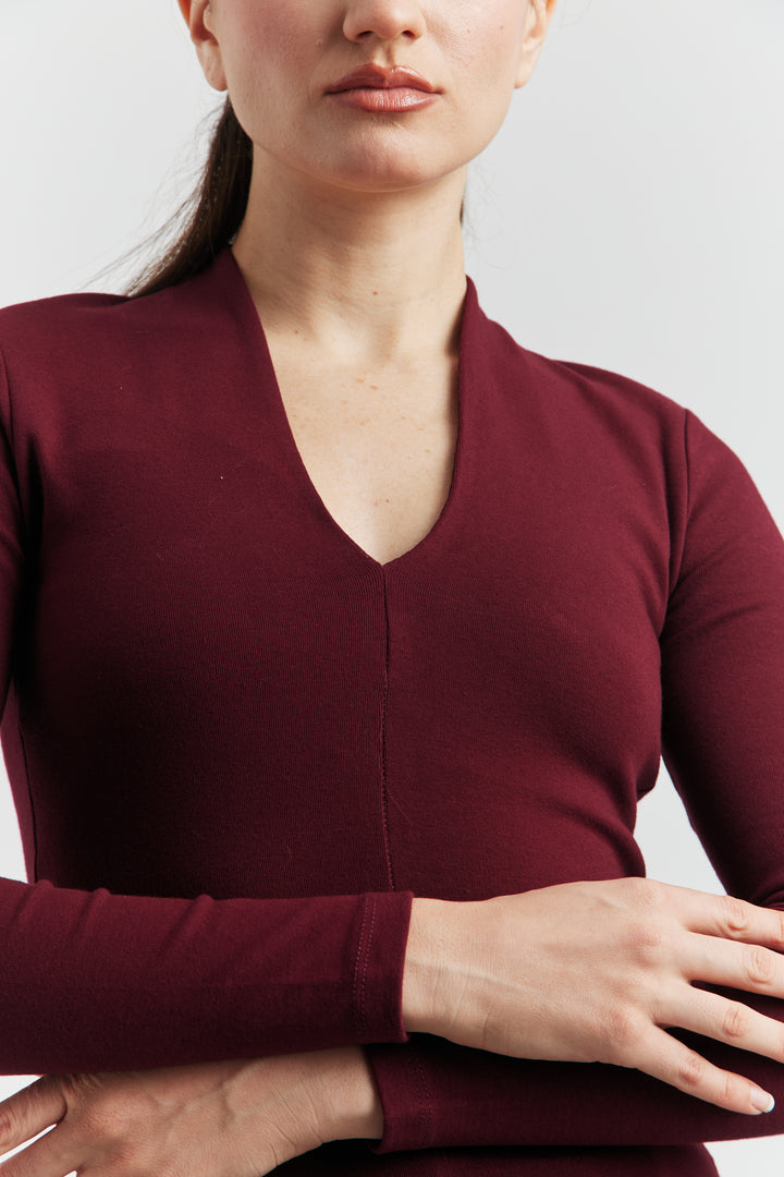 TOP COL CYGNE MANCHES LONGUES LYRINE BORDEAUX