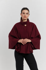 Charger le modèle 3D dans le visionneur de galerie, PONCHO AVEC CEINTURE LUNEA BORDEAUX
