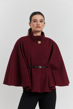 Charger le modèle 3D dans le visionneur de galerie, PONCHO AVEC CEINTURE LUNEA BORDEAUX
