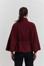 Charger le modèle 3D dans le visionneur de galerie, PONCHO AVEC CEINTURE LUNEA BORDEAUX

