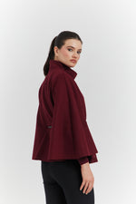 Charger le modèle 3D dans le visionneur de galerie, PONCHO AVEC CEINTURE LUNEA BORDEAUX
