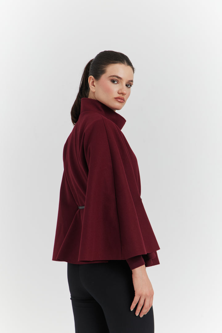 PONCHO AVEC CEINTURE LUNEA BORDEAUX