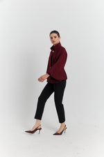 Charger le modèle 3D dans le visionneur de galerie, PONCHO AVEC CEINTURE LUNEA BORDEAUX

