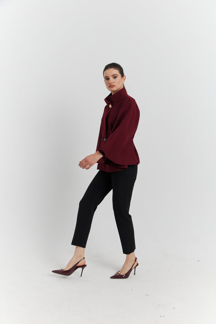 PONCHO AVEC CEINTURE LUNEA BORDEAUX