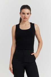 DEBARDEUR TRICOTE MAILLE SOYEUSE VELORA NOIR