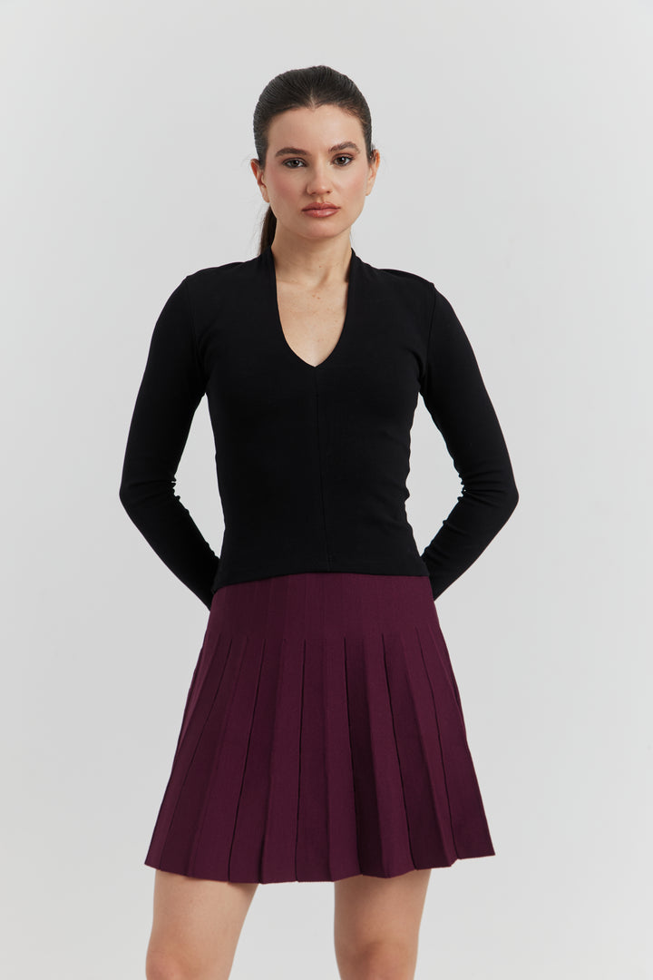 TOP COL CYGNE MANCHES LONGUES LYRINE NOIR