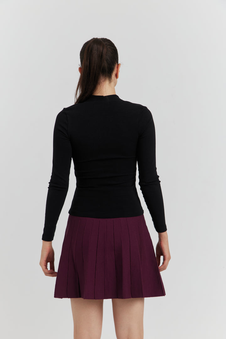 TOP COL CYGNE MANCHES LONGUES LYRINE NOIR