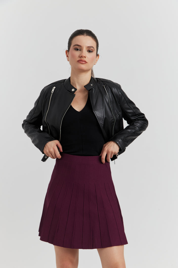 JUPE MAILLE PLISSEE ZYA BORDEAUX