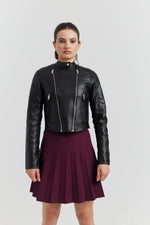 Charger le modèle 3D dans le visionneur de galerie, BLOUSON PERFECTO FAUX CUIR ELOWIN NOIR
