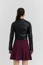Charger le modèle 3D dans le visionneur de galerie, BLOUSON PERFECTO FAUX CUIR ELOWIN NOIR
